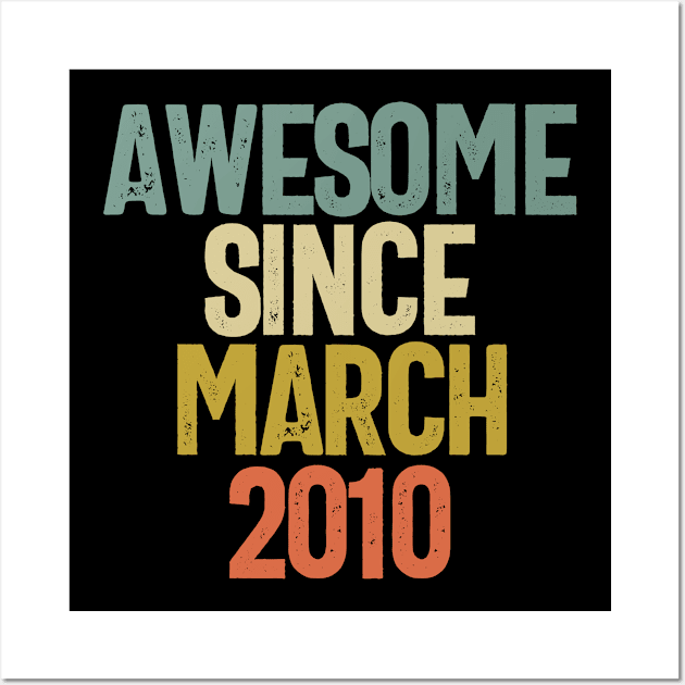 Awesome Since March 2010 Birthday Gift Wall Art by koalastudio